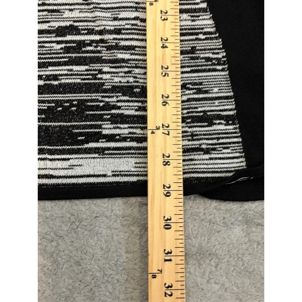 Cache Sweater Womens Small Ribbed Striped Black White Y2K Bodycon Tunic Pullover